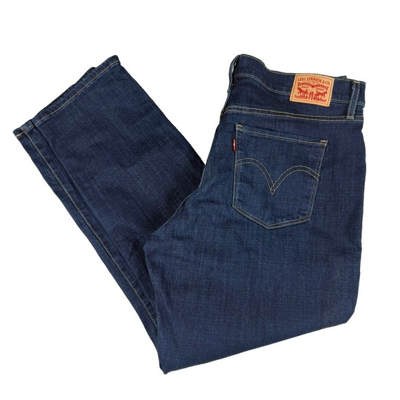 Levi's Denim - Levis Womens Jeans 14 Classic Straight W32 L28 Dark Wash Blue Denim Stretch